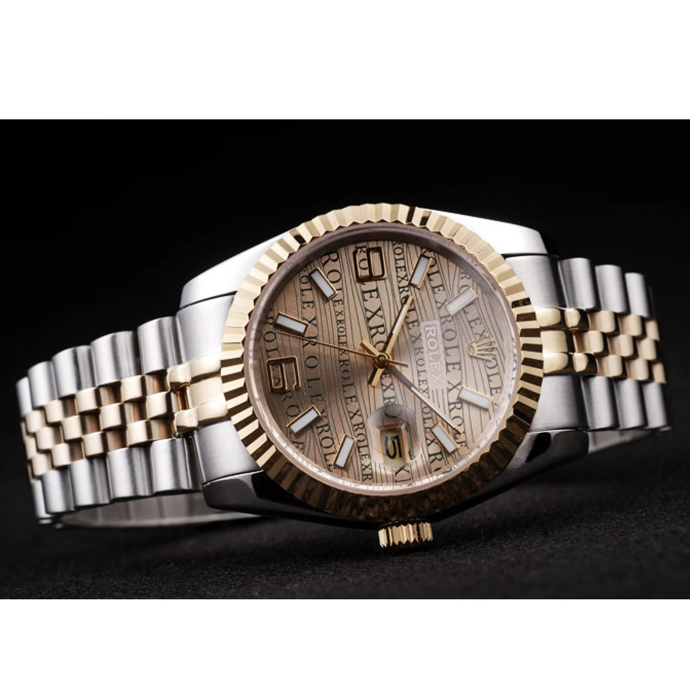 Aaa replica watch Rolex Stainless PlatedGold DateJust Dial Tone Two 18k Gold Steel 0728
